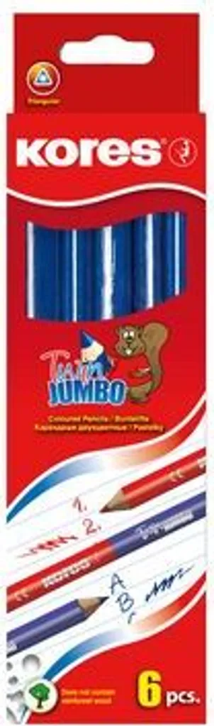 Crayon Twin Jumbo Kores : Fini les mines cassées pour la Correction Bleu Rouge