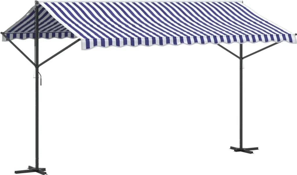 Grand store banne double pente 4x3m autoportant pour terrasse et jardin
