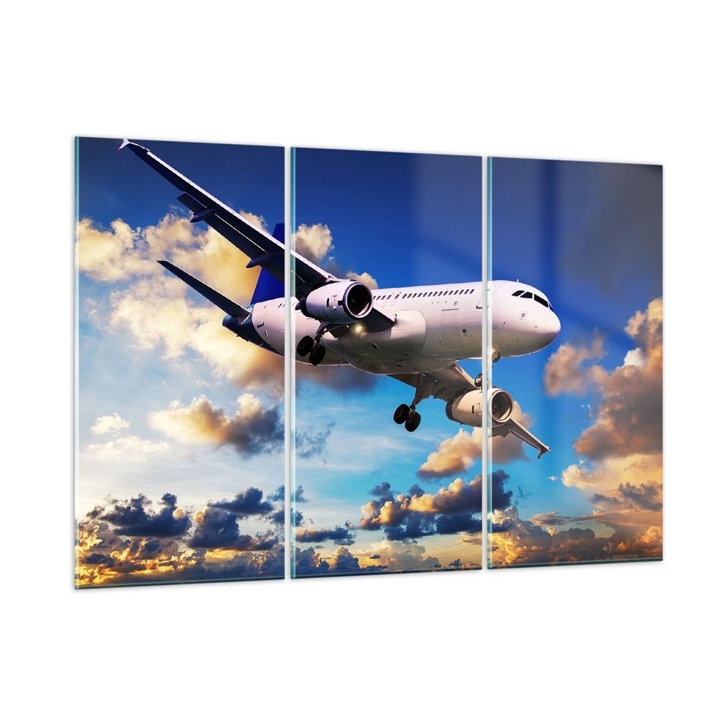 Bilder auf glas - Flugzeug Flug Reise Fahrzeug - 105x70cm - Glasbilder - Wandbilder - Kunstdruck - zum Aufhängen bereit - Wanddekoration aus Glas ...