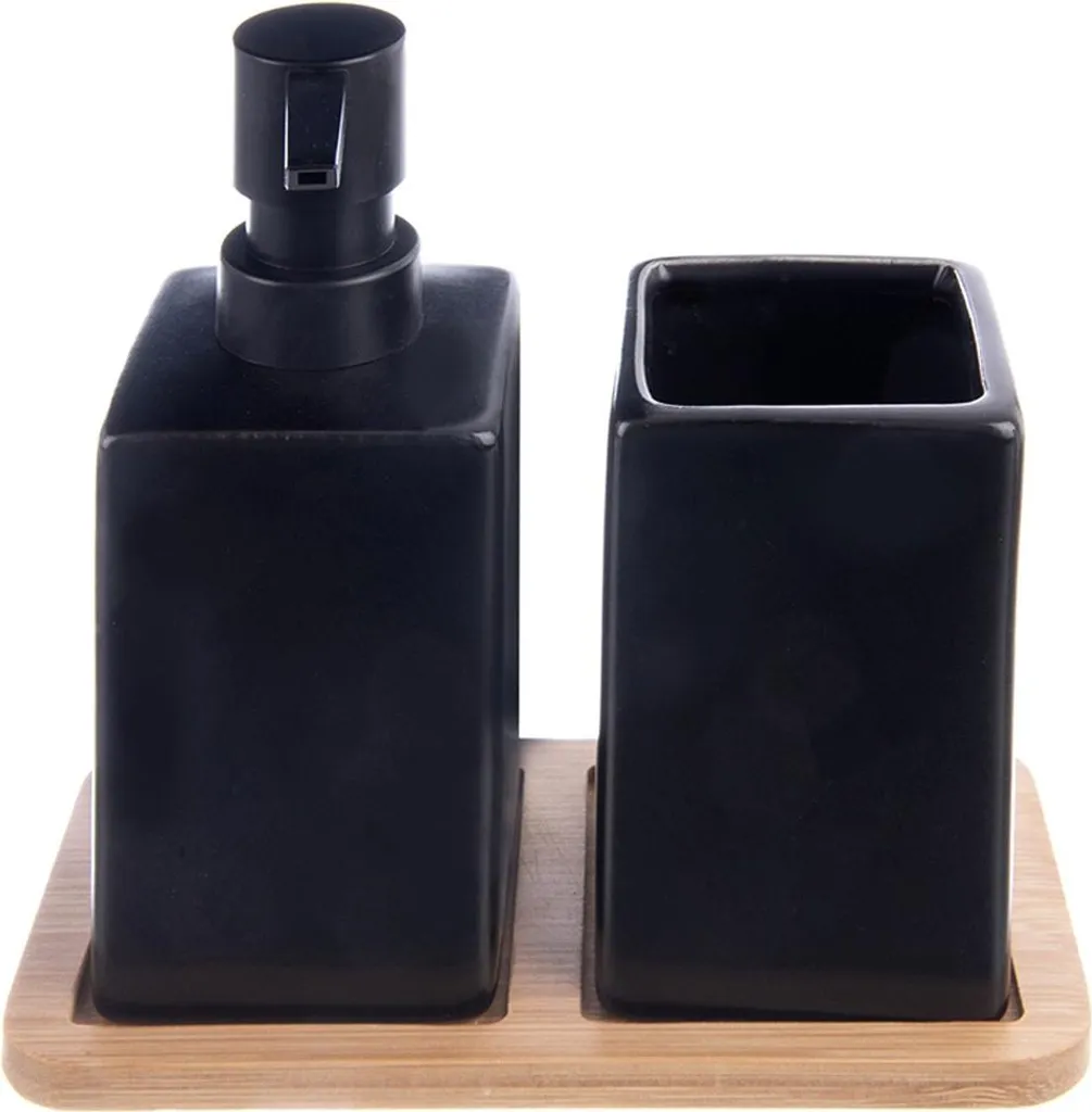 Set accessoires de bain 3 pièces en dolomite noire finition mate chic - 3