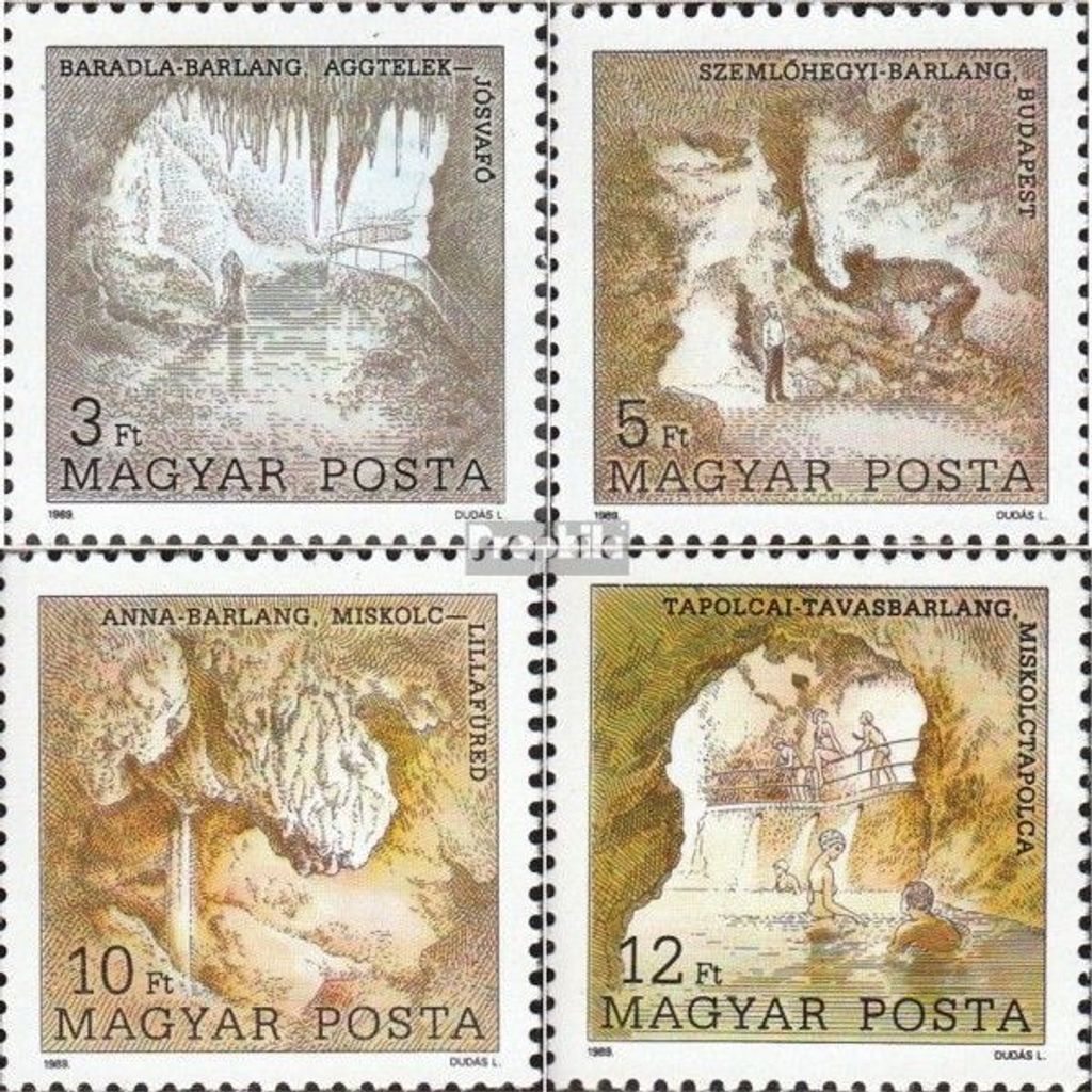 Briefmarken Ungarn 1989 Mi 4043A-4046A (kompl.Ausg.) postfrisch Höhlenkunde
