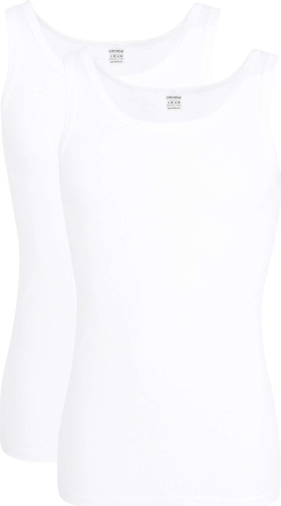 Ceceba heren singlets fijnrib regular fit (2-pack), wit