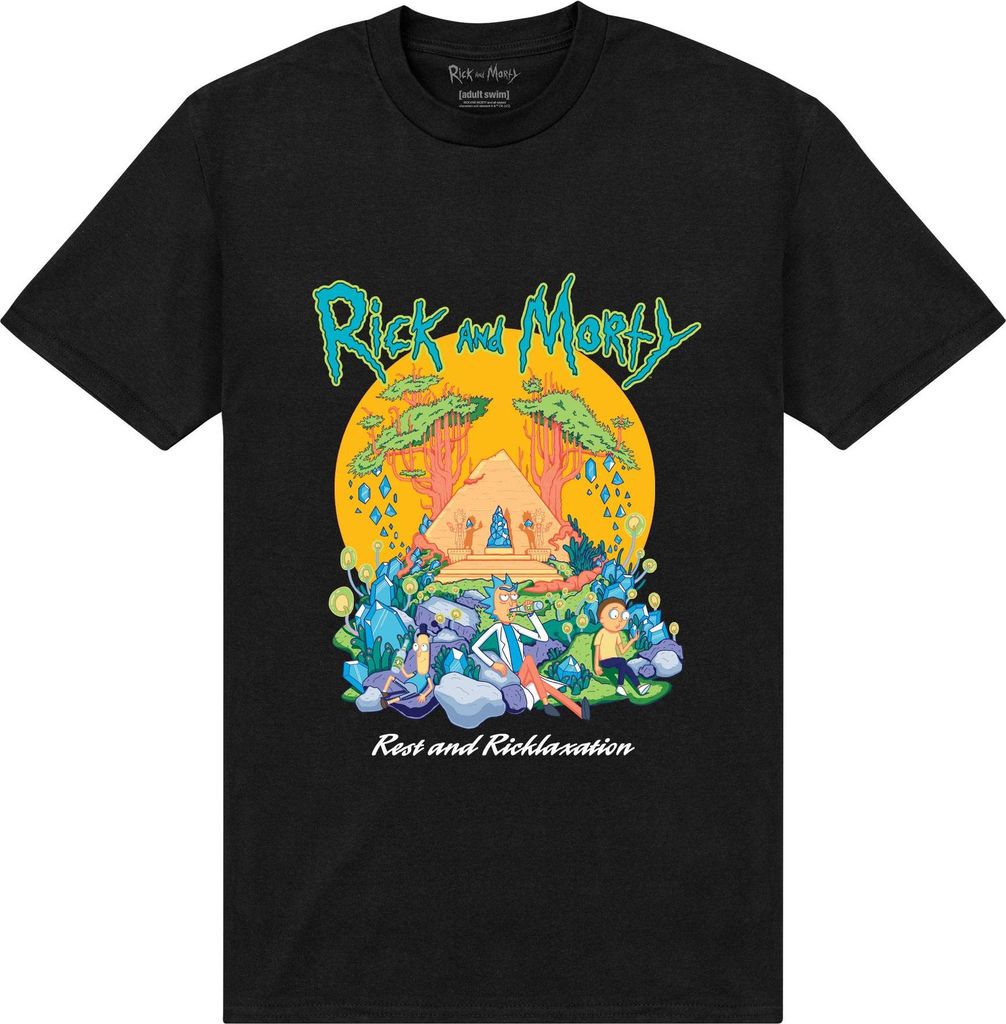 Rick And Morty - T-Shirt für Herren/Damen Uni PN385 (S) (Schwarz)