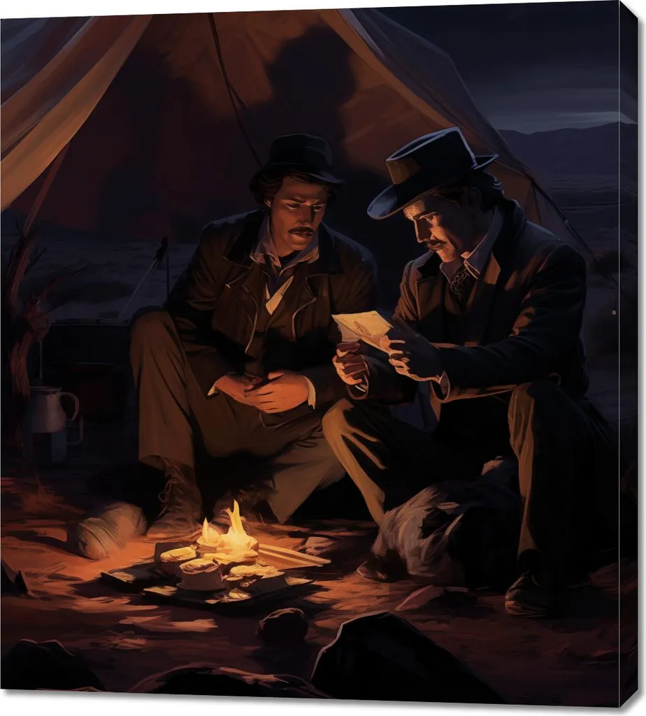 Quadro 90x100 cm Il selvaggio West di notte