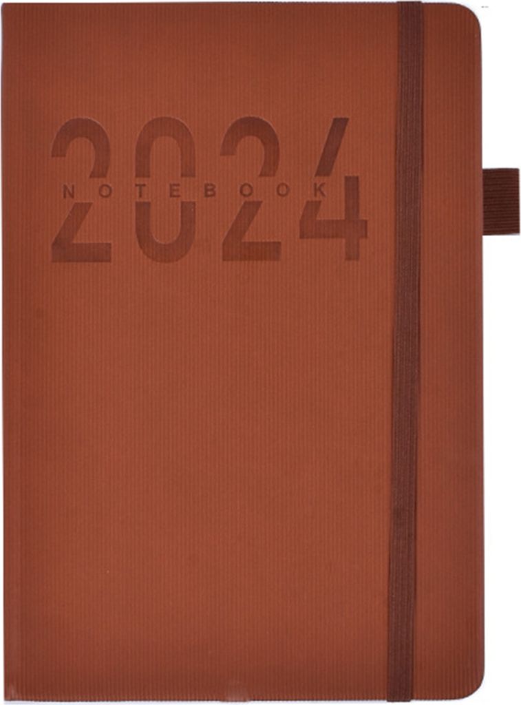 Planer 2024, Hardcover aus Kunstleder, Stifthalter, Lesezeichenband, farbenfroher Monatsindex, tintenfestes Papier, elegantes Tagebuch, Milchnotizb...