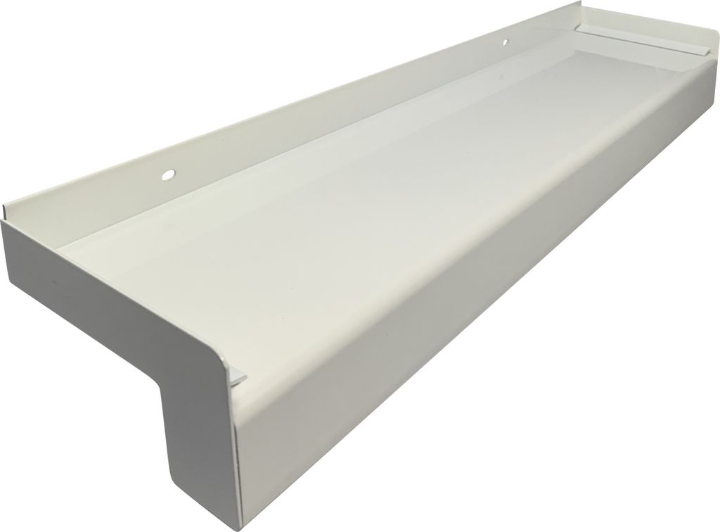 Aluminium Fensterbank weiß, Ausladung: 210 mm, Rasterlänge: 500 mm Aluminiumabschluss ohne Putzkante (Paar)