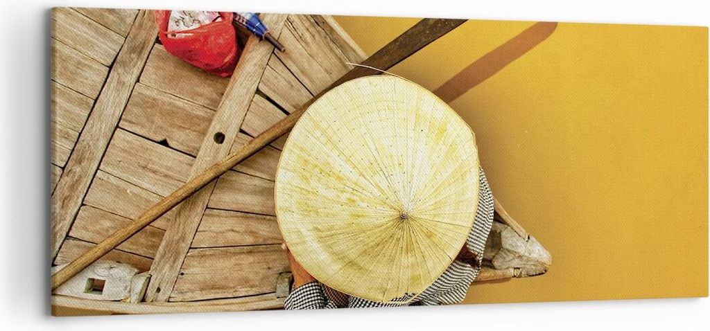 Bild auf Leinwand - Leinwandbild - Einteilig - Asiatisch Boot Brücke - 120x50cm - Wand Bild - Wanddeko - Wandbilder - Leinwanddruck - Bilder - Wan...