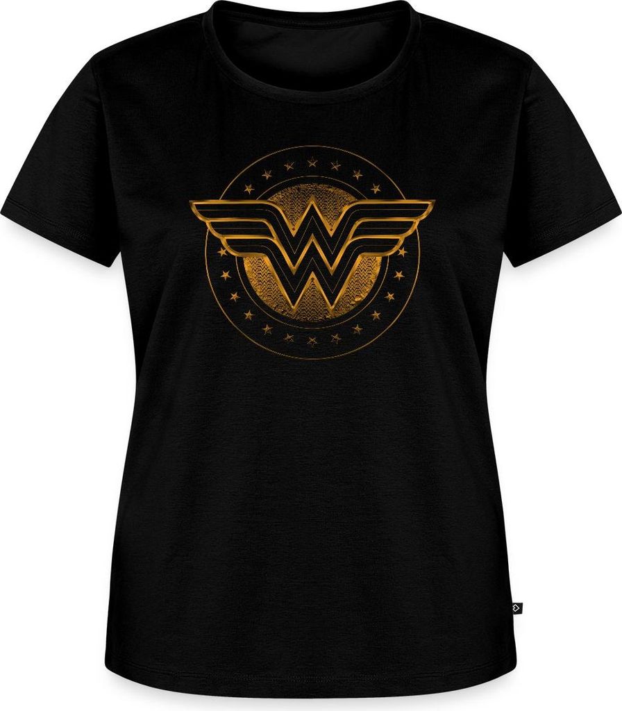 Spreadshirt DC Comics Wonder Woman Logo Mit Sternchen Frauen Premium T-Shirt, XS, Schwarz