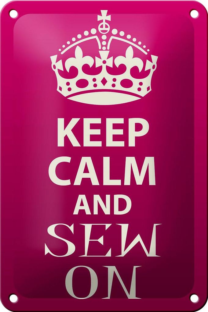 Blechschild Spruch 12x18cm Keep Calm and sew on