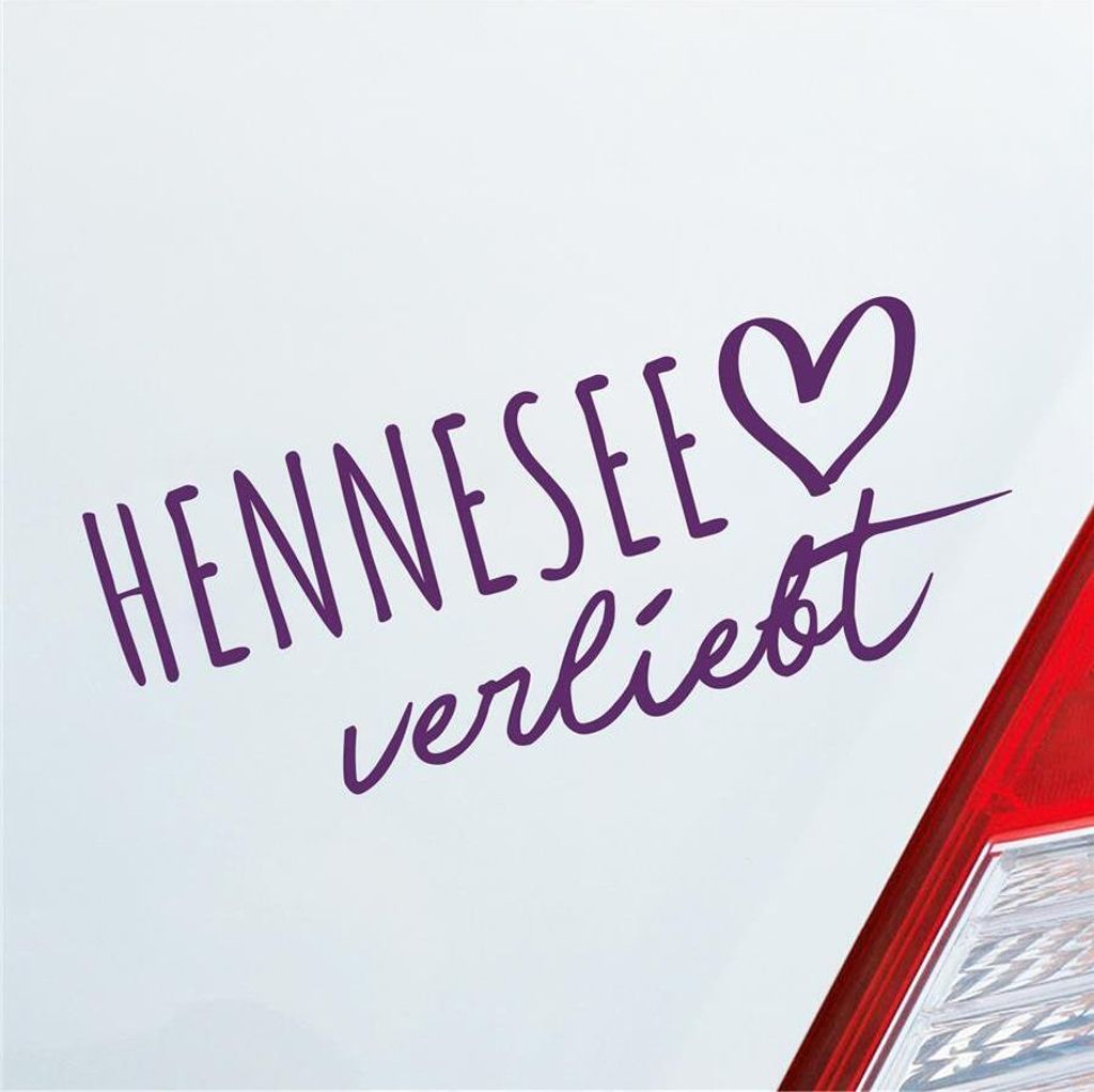 Auto Aufkleber Hennesee verliebt Herz See Sea Liebe Car 19x8 cm Lila Sticker Heckscheibenaufkleber