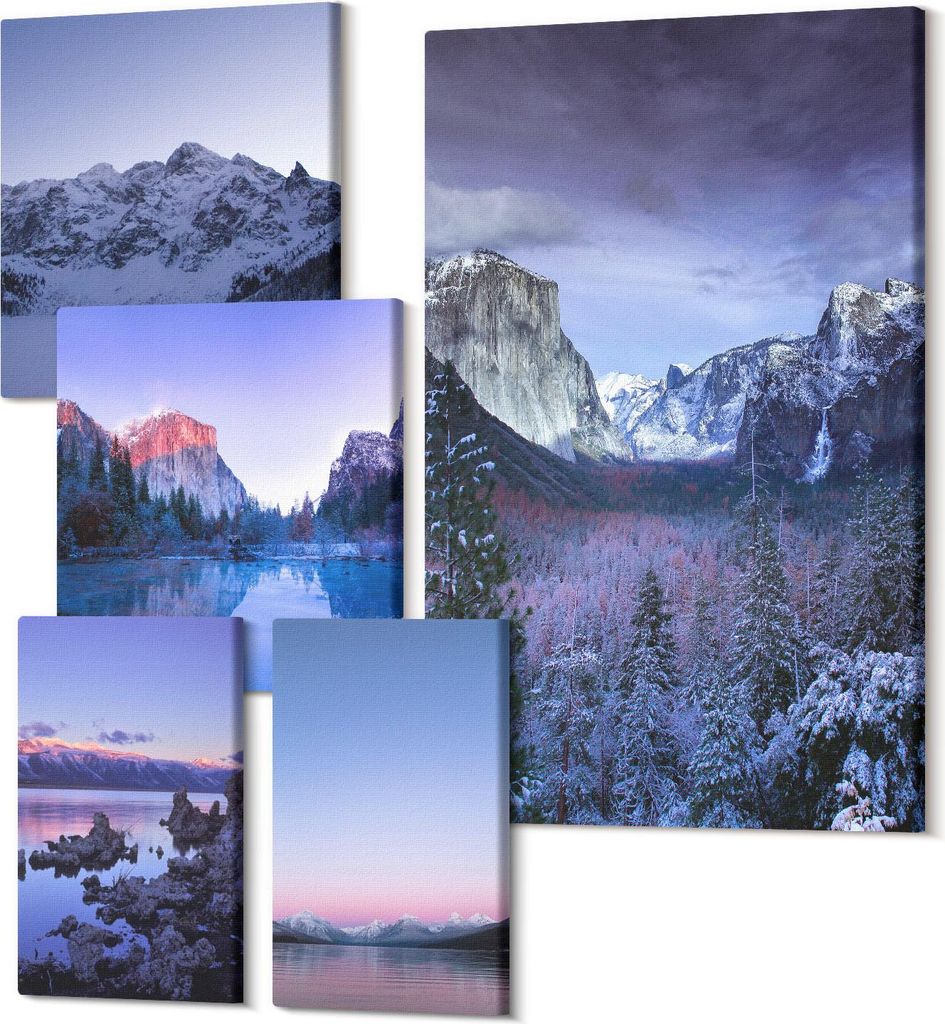 Wandbilder Leinwand 5-teilig – – Polycanvas Kunstdruck – Moderne Bilder für Wohnzimmer & Schlafzimmer – Aufhängefertig – 2x 30x30 cm +...