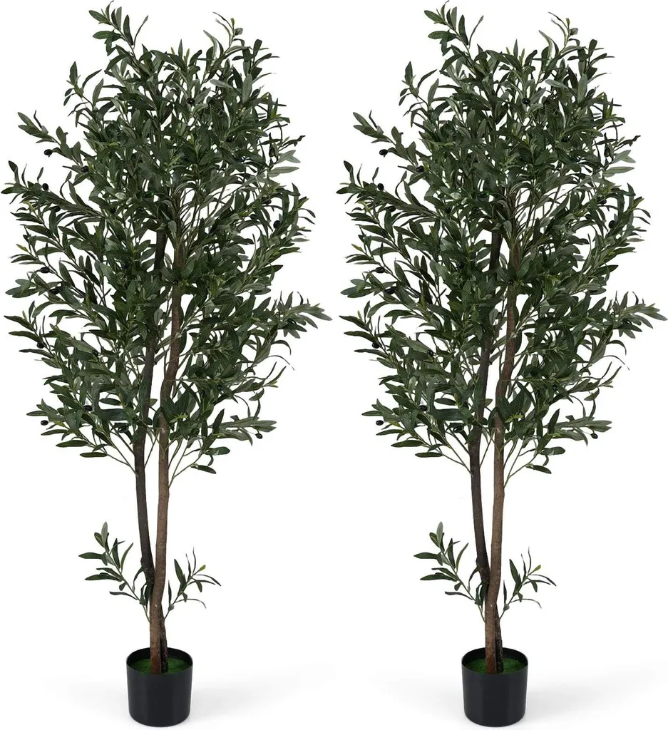 Plante Artificielle sans Entretien : Pack 2 Oliviers 1.8m avec Fruits