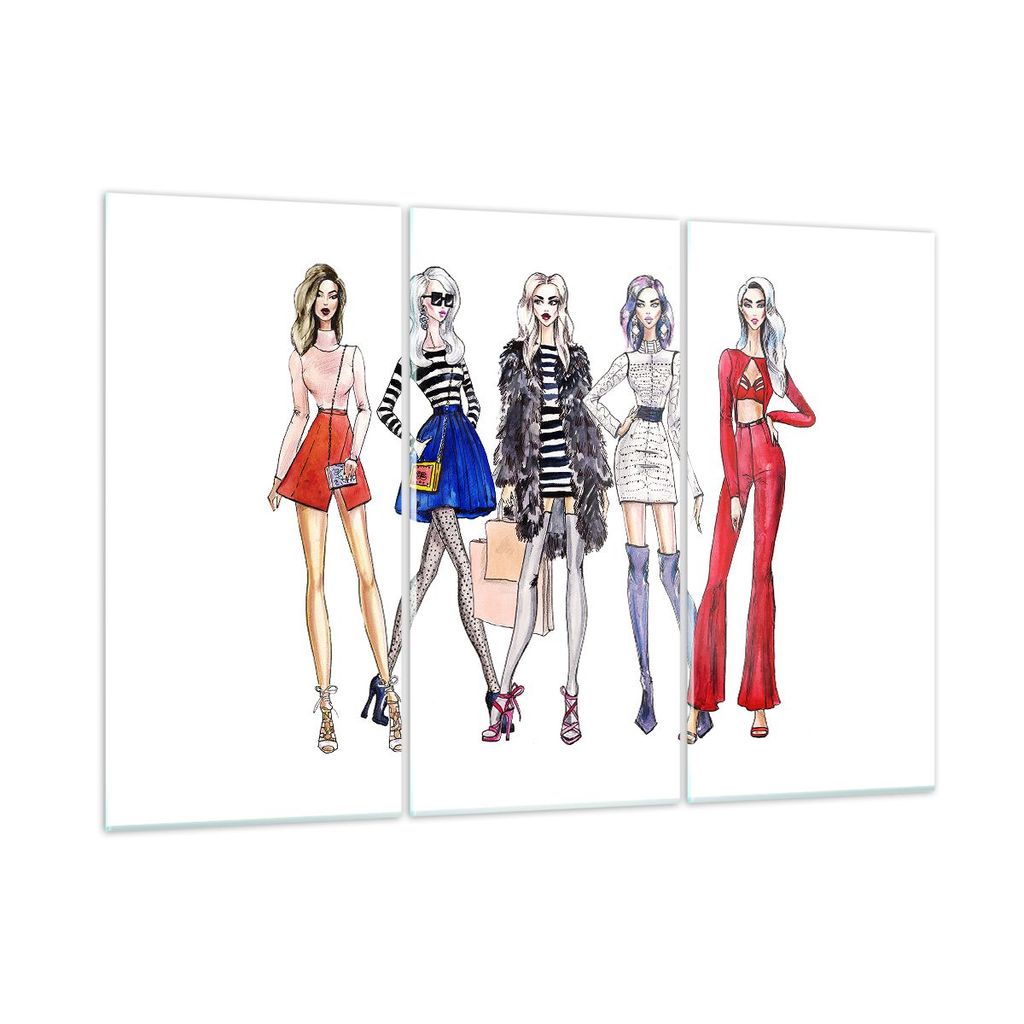 Bilder auf glas - Mode Mädchen Frau Einkaufen - 165x110cm - Glasbilder - Wandbilder - Kunstdruck - zum Aufhängen bereit - Wanddekoration aus Glas...