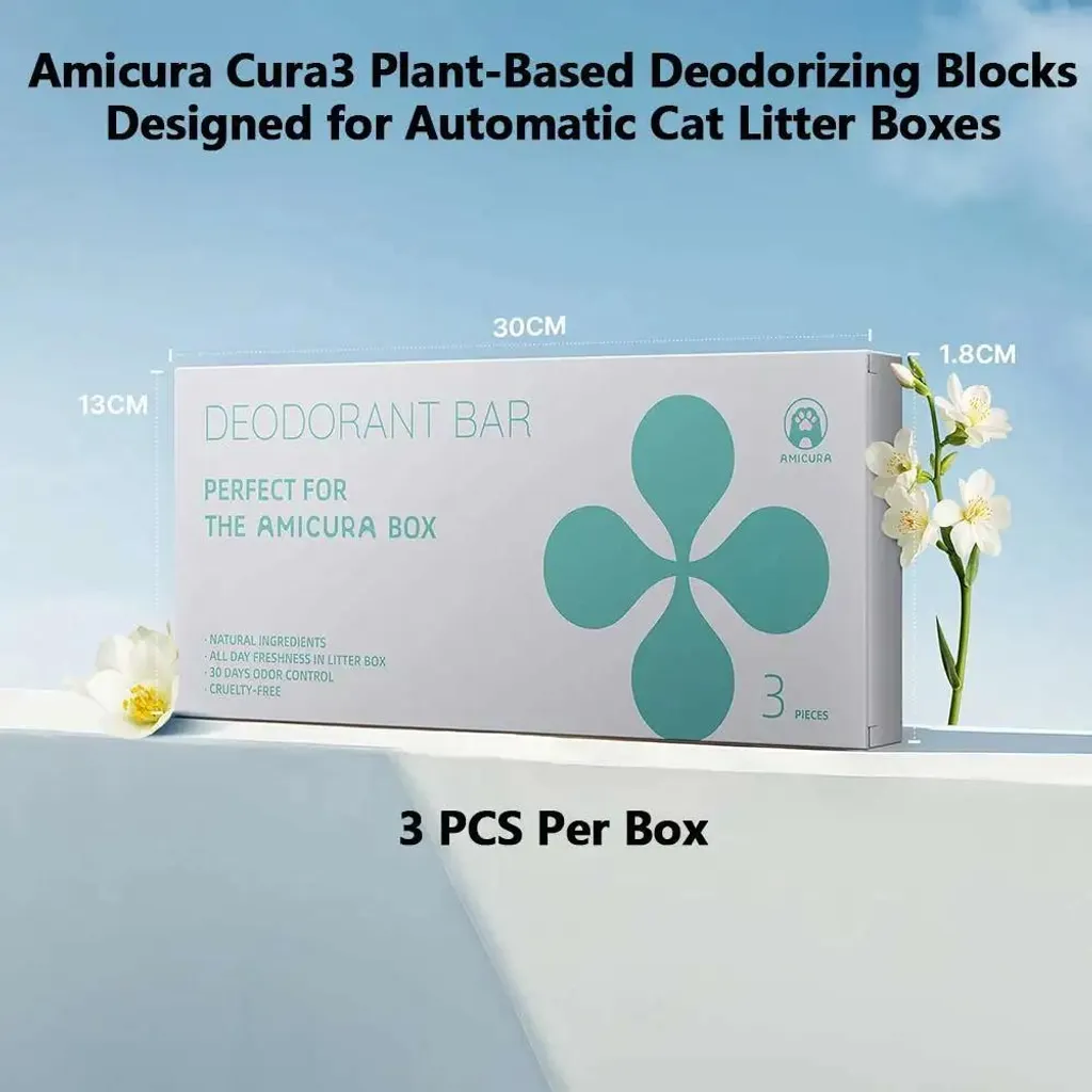 Cube parfumé Cura 3 pour bac à litière - Désodorisant transparent efficace