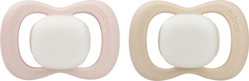 b.box Beruhigender 2er-Pack Silikon-Schnuller mit Glow-in-the-Dark Funktion für ruhige Nächte - Perfekt für Babys ab 6 Monaten Rosa/latte