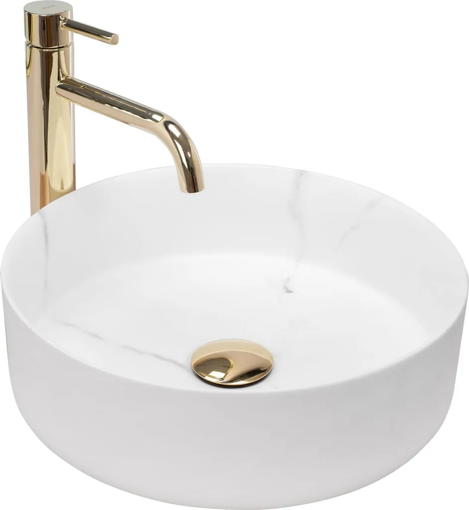 Rea Sami Marble Mat: Lavabo da Appoggio Design 36cm Marmo Opaco