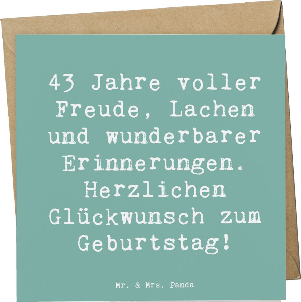 Mr. & Mrs. Panda Grußkarte Spruch 43. Geburtstag Freude - Meeresbrise - Geschenk, Alter, Happy Birthday, Jubiläum 43, Geburtstagsgeschenk, anlass...