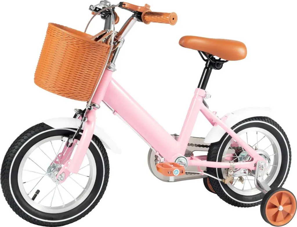 Vélo enfant avec suspension arrière et roues stabilisatrices rose