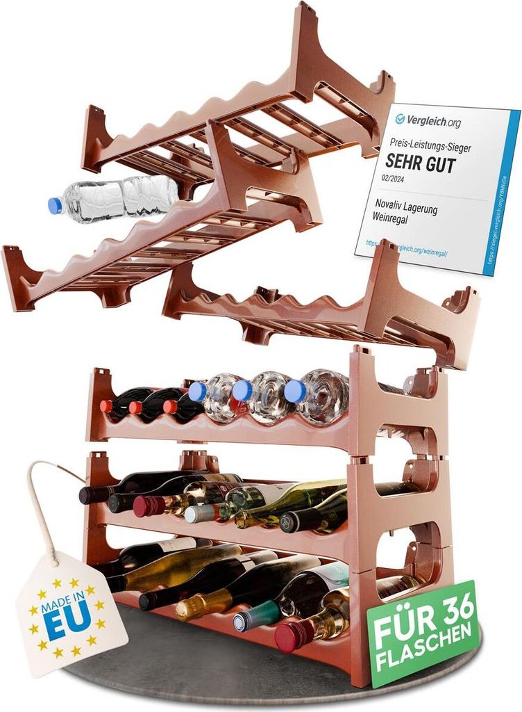 Novaliv Flaschenregal für 36 Flaschen | Weinregal braun | Produktbild 