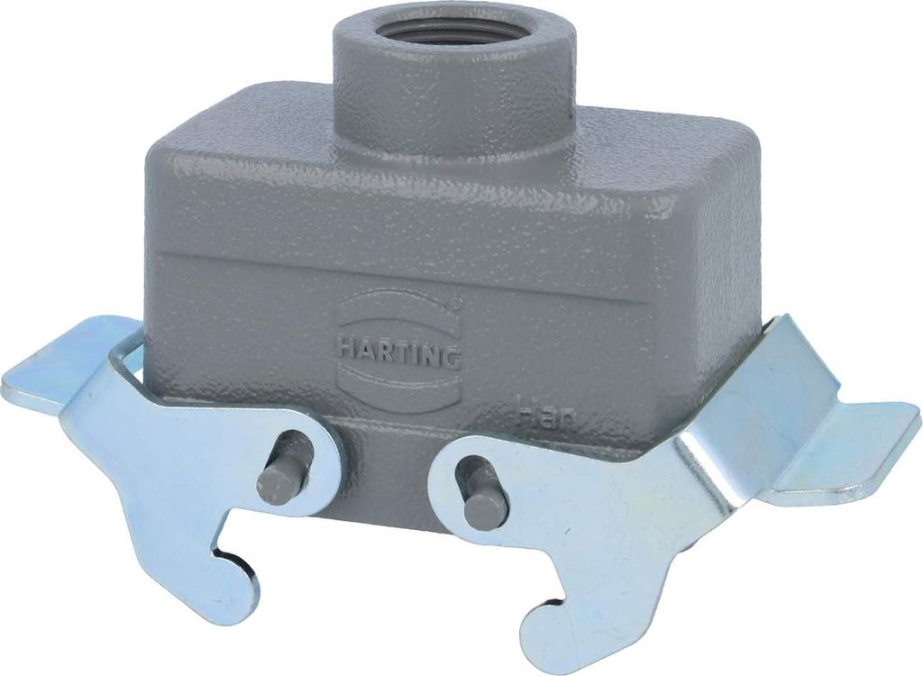 HARTING Han 10B Tüllengehäuse niedrig, 1xM20 gerader Kabelabgang, mit 2 Querbügeln Verschraubung M20 Klemmbereich 7,0mm