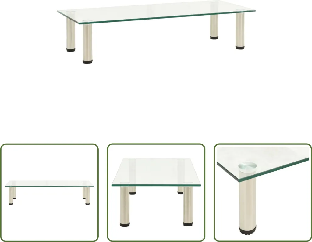 Meuble TV bas en verre transparent de sécurité 80x35 cm pour salon
