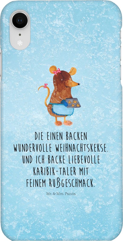 Mr. & Mrs. Panda Iphone XR Handyhülle Maus Kekse - Eisblau - Geschenk, Weihnachten, Handy Case, Plätzchen, Weihnachtsbäckerei, Winter, Premium K...