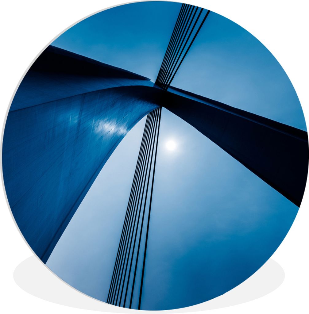 MuchoWow Rundes Wandbild - Runde Bilder Brücke - Blau - Abstrakt Ø 30 cm Kreis Wanddekoration Kunststoff - Wandkreis - Wandschmuck - Schlafzimm...