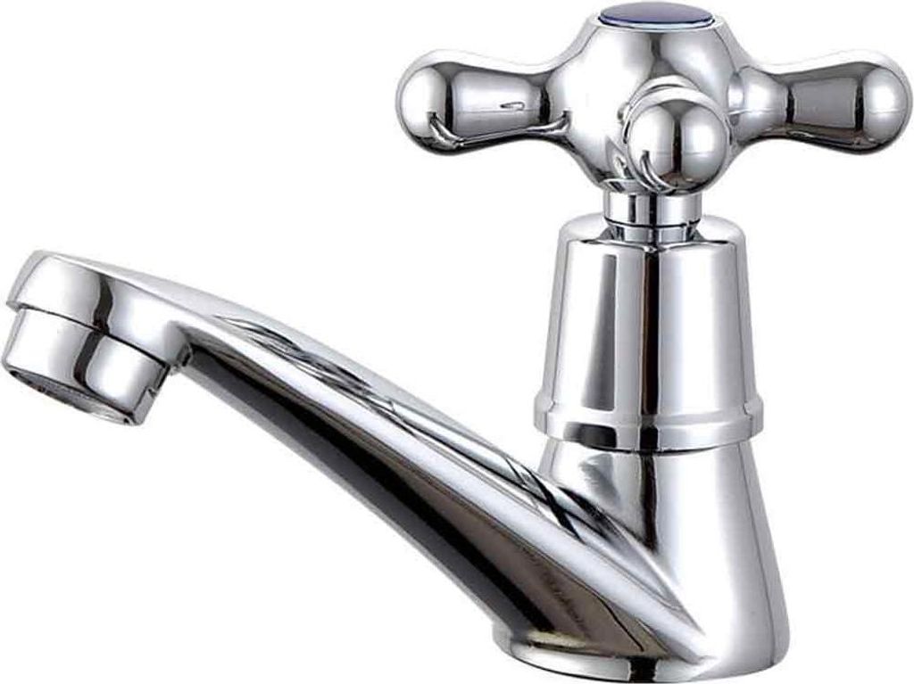 Einzelner Kaltwasserhahn, verchromter einzelner Kaltwasserhahn, Waschbeckenhahn, für Badezimmer, Toilette, Waschbecken, Küche