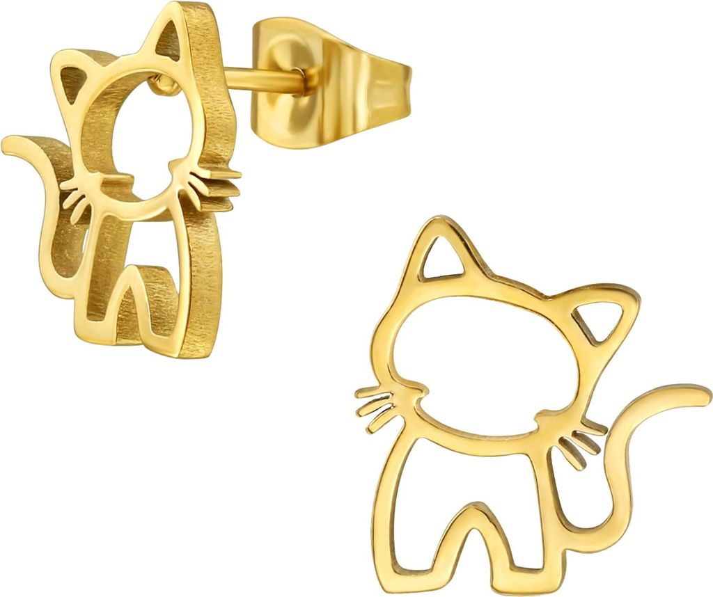 Katzen-Ohrstecker aus Edelstahl