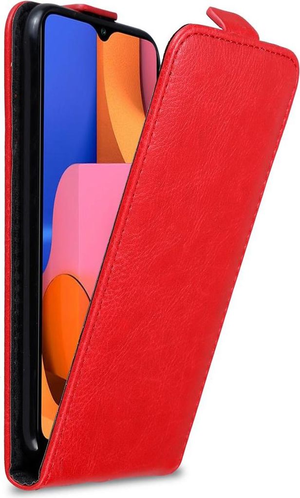 Cadorabo Hülle für Samsung Galaxy A20s Schutz Hülle in Rot Flip Etui Handyhülle Case Cover