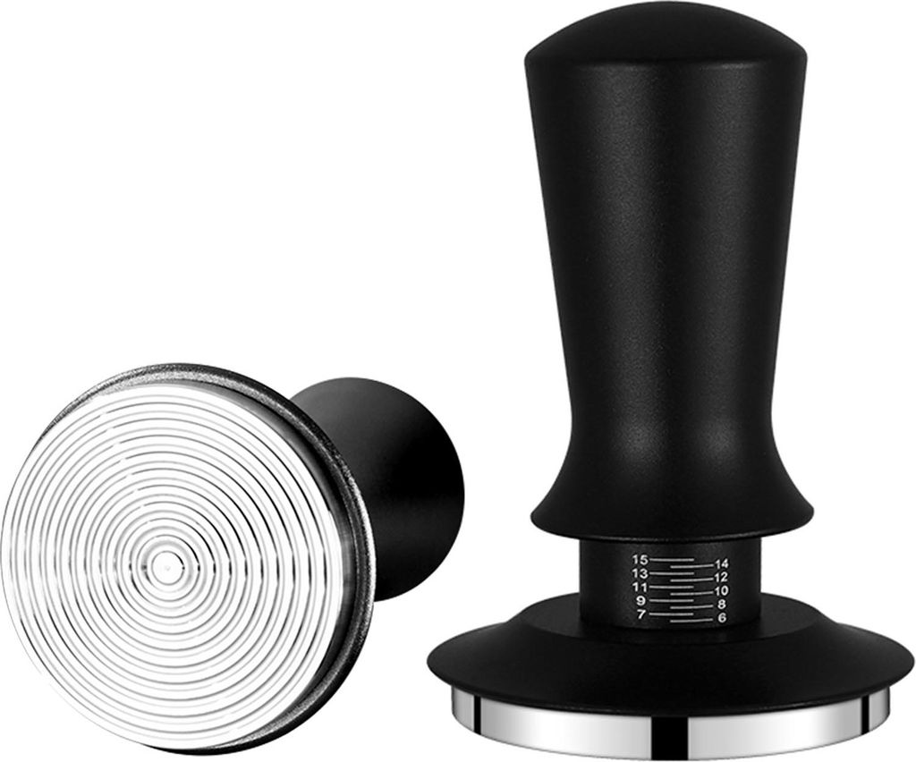 Kaffeestampfer, 30 Pfund Konstantdruck-Rueckstellfeder, selbsteinstellende Tiefe mit akustischer Rueckmeldung, Espressostampfer mit geriffeltem Bod...