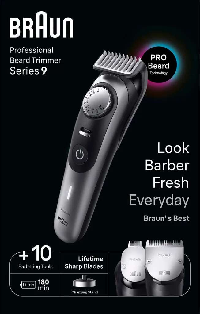Tondeuse à barbe Braun BT9420 Lavable pour Homme Coloris Noir et Gris