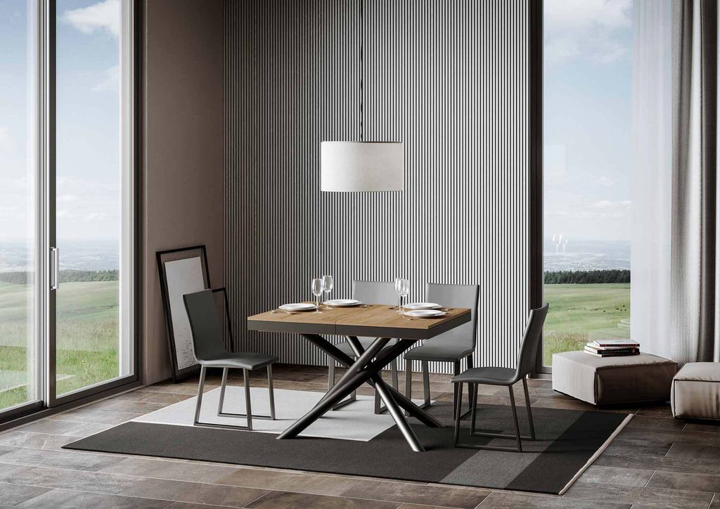 ITAMOBY - Ausziehtisch 120/380x90 cm Famas Evolution Eiche Natur Gestell und Füße Anthrazit