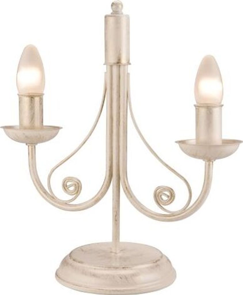 Weiße Tischlampe Shabby Chic rustikal E14 36cm hoch Leuchter Design Tischleuchte Wohnzimmerlampe