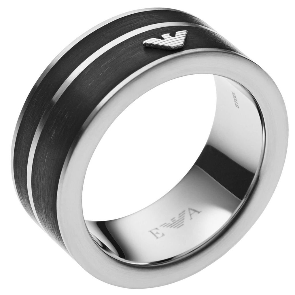 Emporio Armani Herren Ring EGS2032040, Silber/Schwarz, 65 Produktbild 