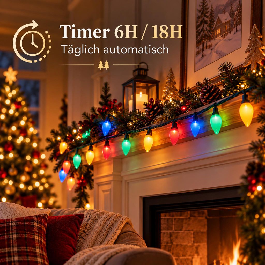 7M Bunt LED Lichterketten Innen Außen, Weihnachten Deko