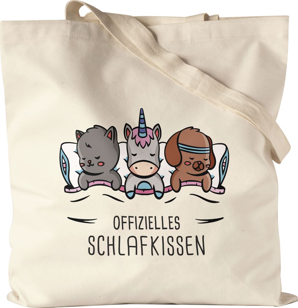 Offizieller Schlaf-Jutebeutel Stoffbeutel Canvas Schlafendes Einhorn Hund Katze Süße Geschenk-Idee Schnarch