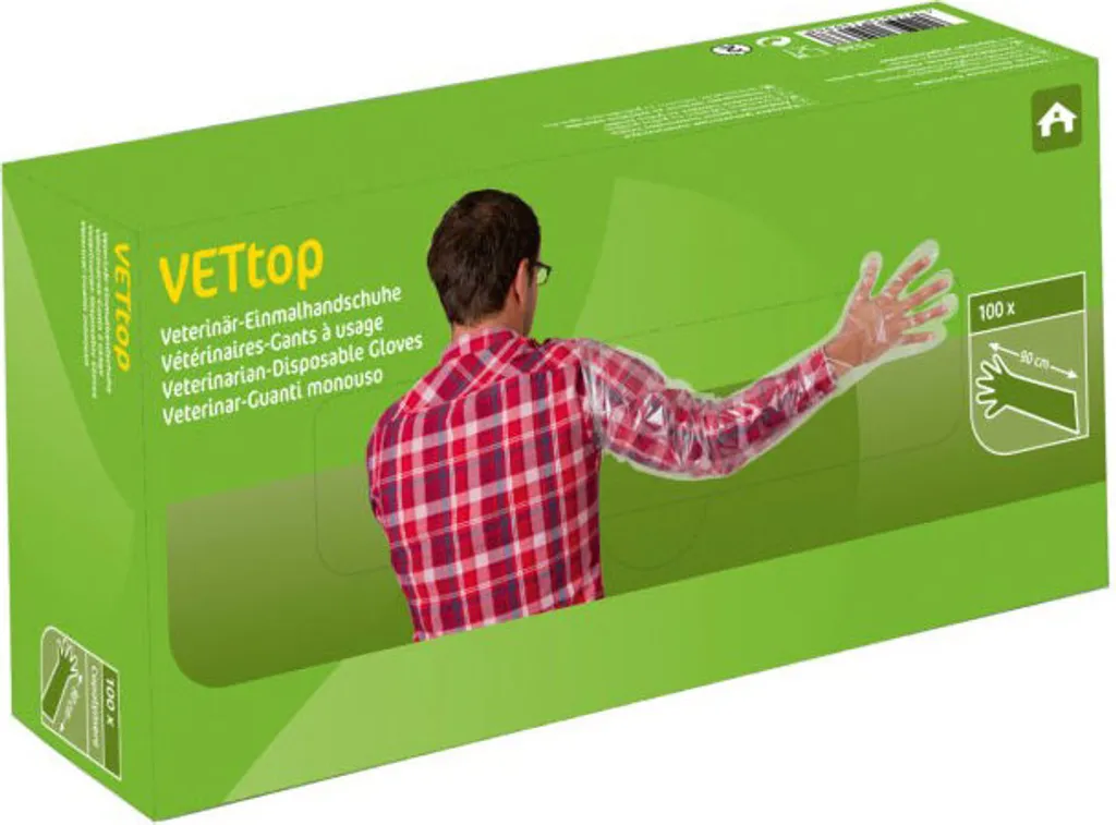Gants à Usage Unique Longs VETtop-Qual : Stop aux Salissures en 100p.