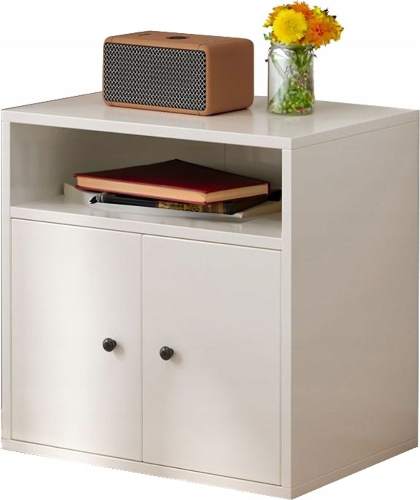 Weisses Stehendes Bücherregal Mit 2 Türen Kommode Schrank Modernes Loft Skandinavisch