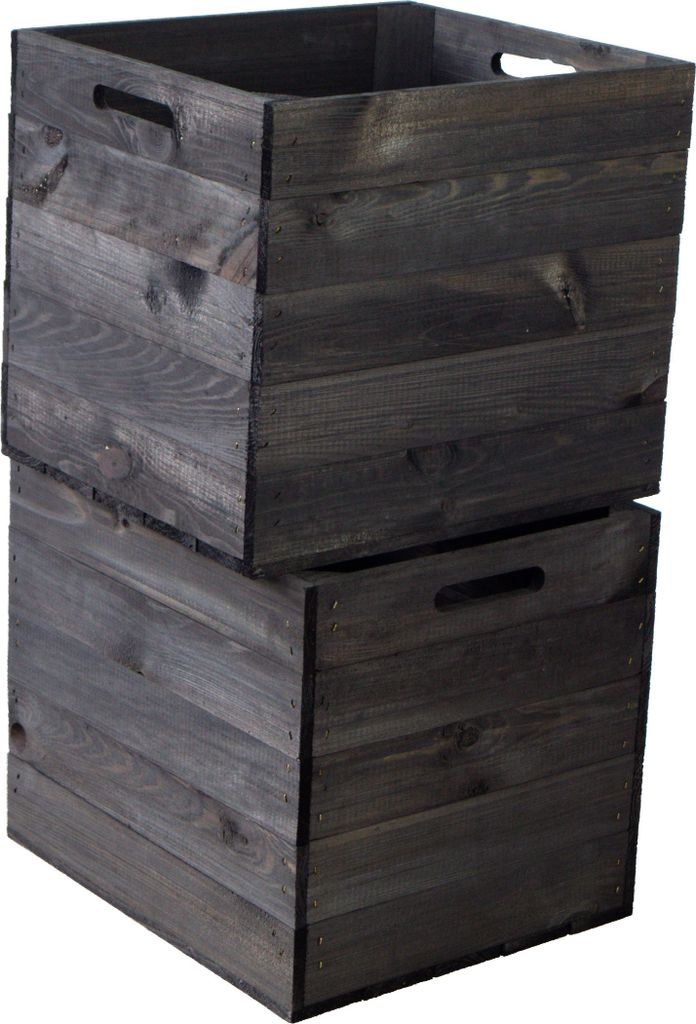 2er set Holzkiste schwarz lasiert passend für Kallax und Produktbild 1