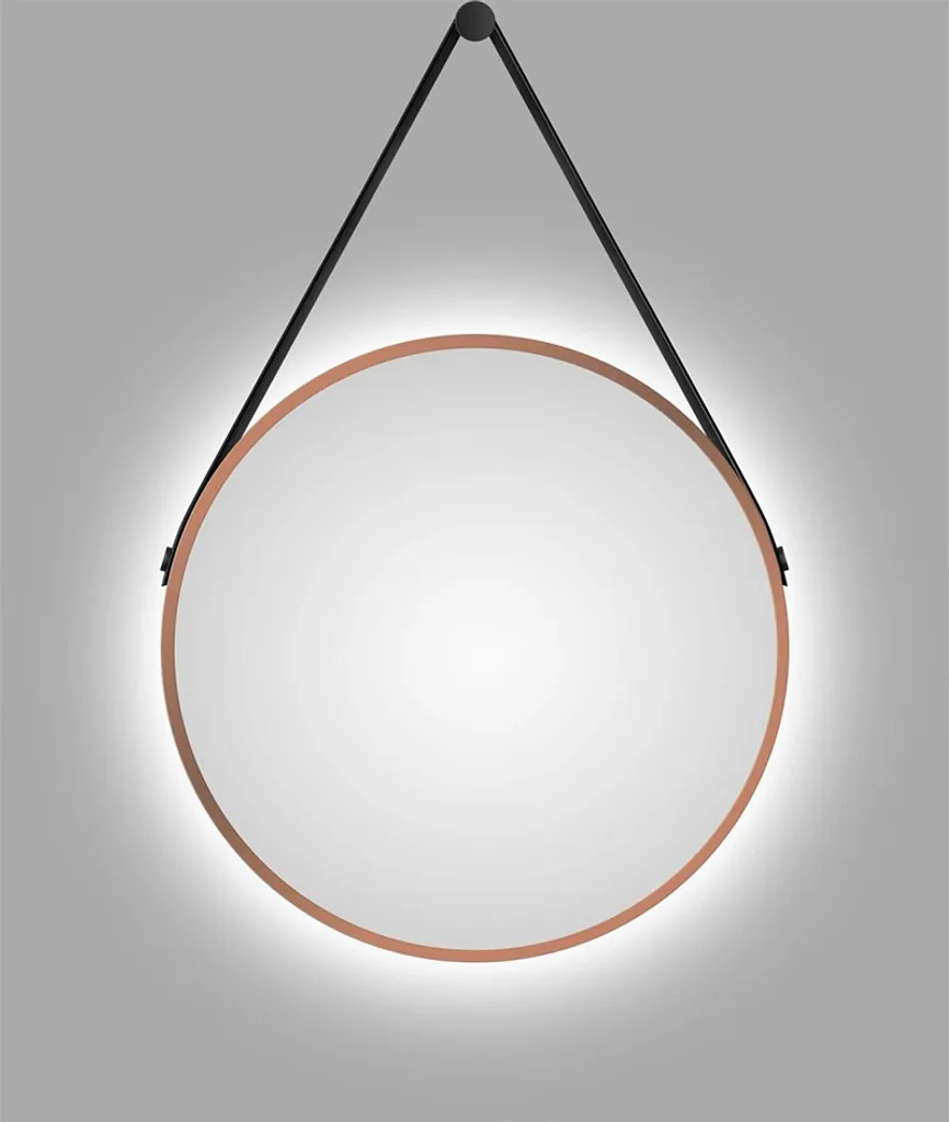 Miroir lumineux anti-buée 50 cm Cuivre Blanc pour salle de bain sombre