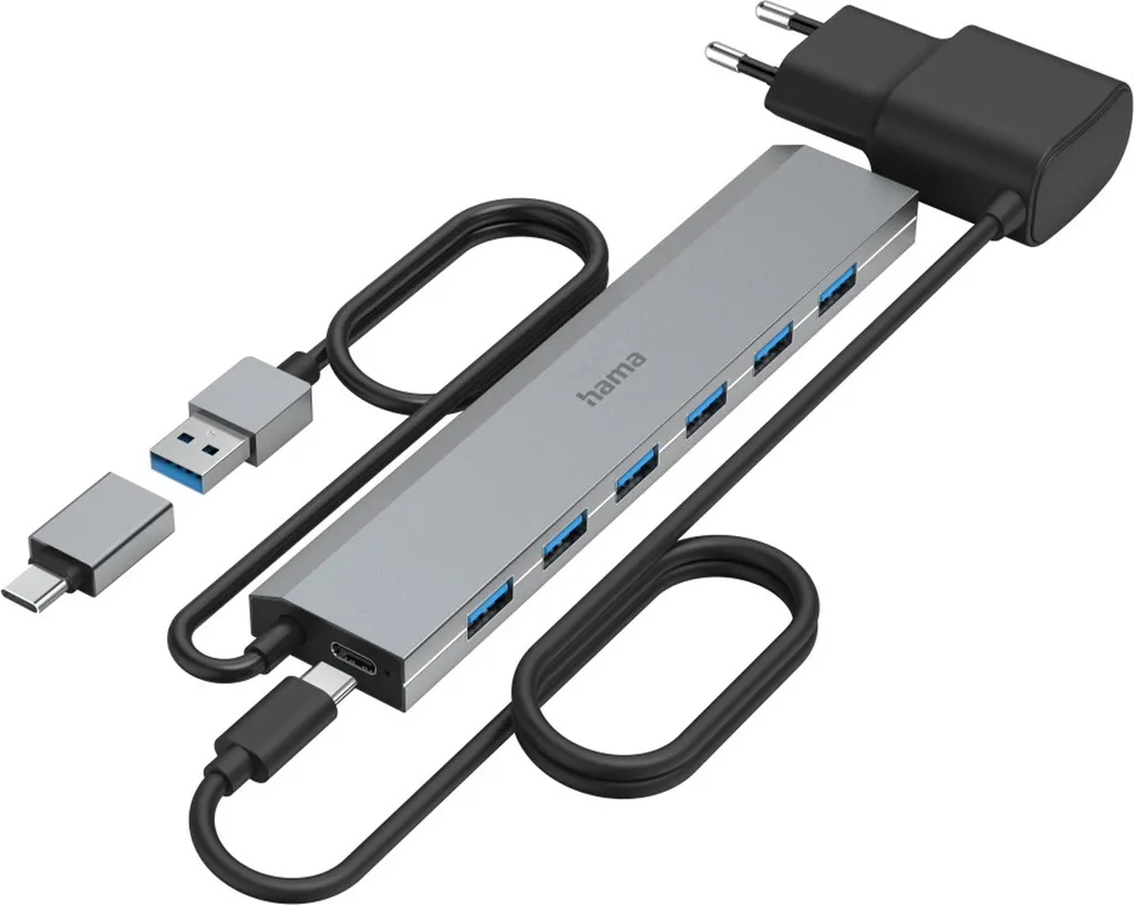 Hub USB 7 ports haute performance 00200137 avec adaptateur secteur
