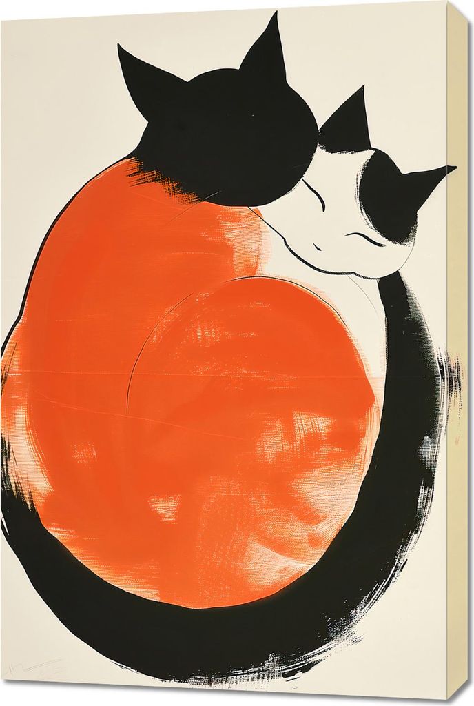 Bild 60x90cm Yin und Yang Katzen