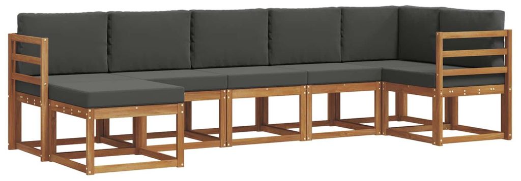 vidaXL Outdoor-Sofagarnitur mit Kissen 7 pcs Natur und Anthrazit