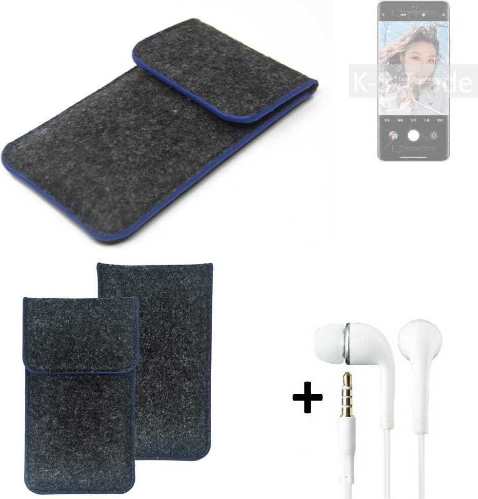 K-S-Trade Handy Schutz Hülle kompatibel mit Xiaomi Civi 1S Schutzhülle Handyhülle Filztasche Pouch Tasche Case Sleeve Filzhülle dunkelgrau, blauer