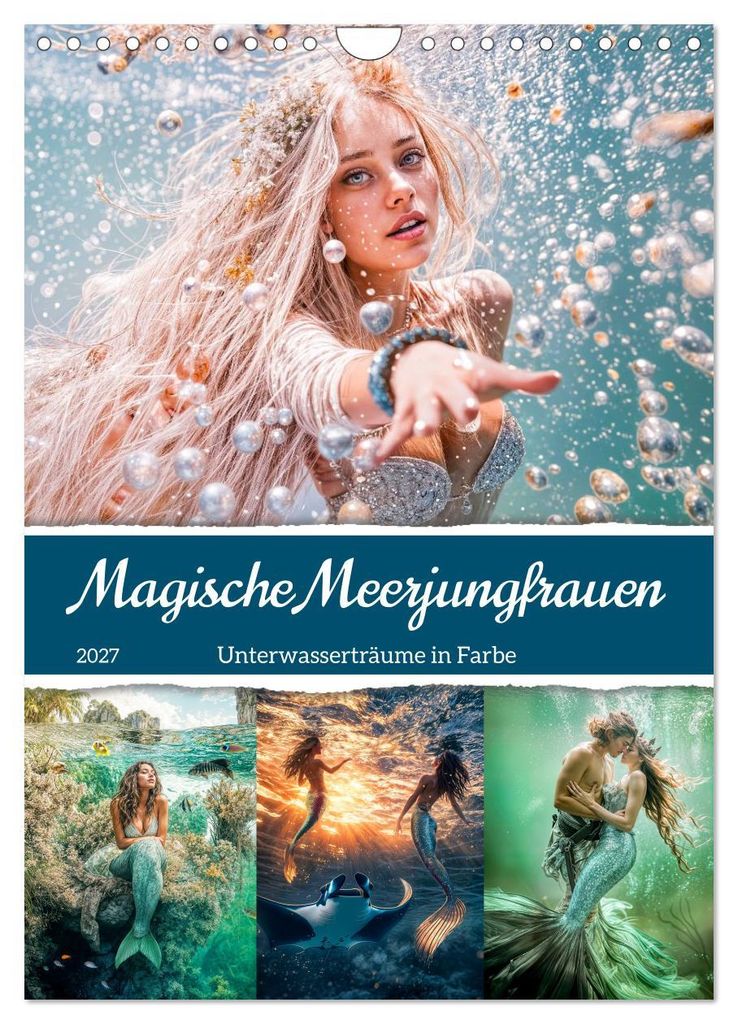 Magische Meerjungfrauen - Unterwasserträume in Farbe (Wandkalender 2027 DIN A4 hoch), CALVENDO Monatskalender