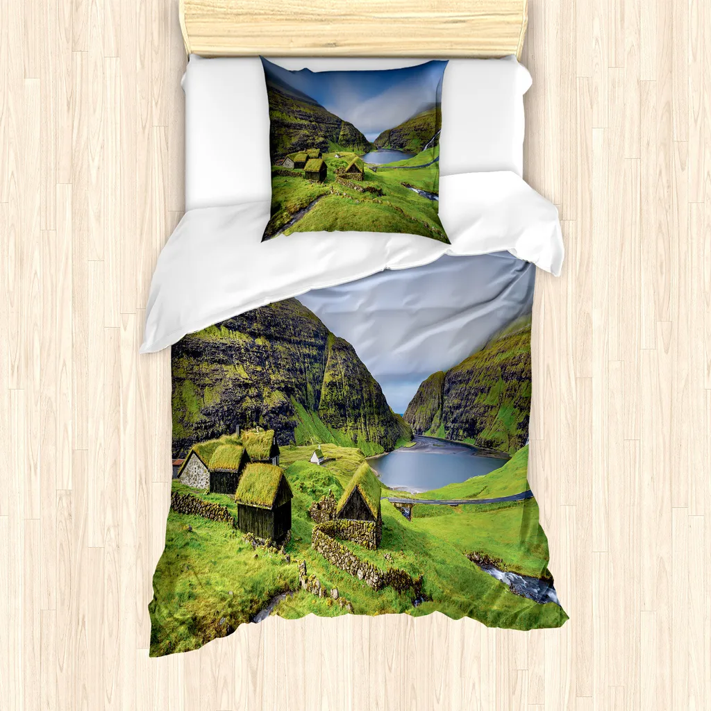 Set Letto ABAKUHAUS Scenic Villaggio Danese Verde Blu 135x200
