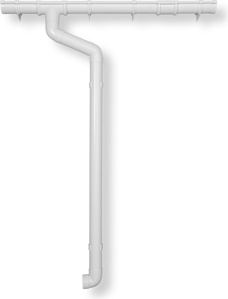 Halbrund Dachrinne 60mm | Gartenhaus Carport Flachdach 1-Seite bis 300cm | Kunststoff PVC Fallrohr DN60 in Weiss | Regenrinnen Komplettset