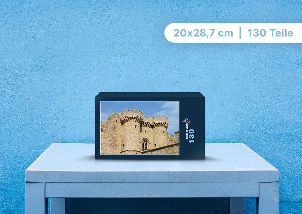 hansepuzzle 99901 - Burg Puzzle, 130 Teile, Gebäude, 28,7 x 20,0cm mit hochwertiger Aufbewahrung, Kartonbox und wiederverschließbarem Beutel