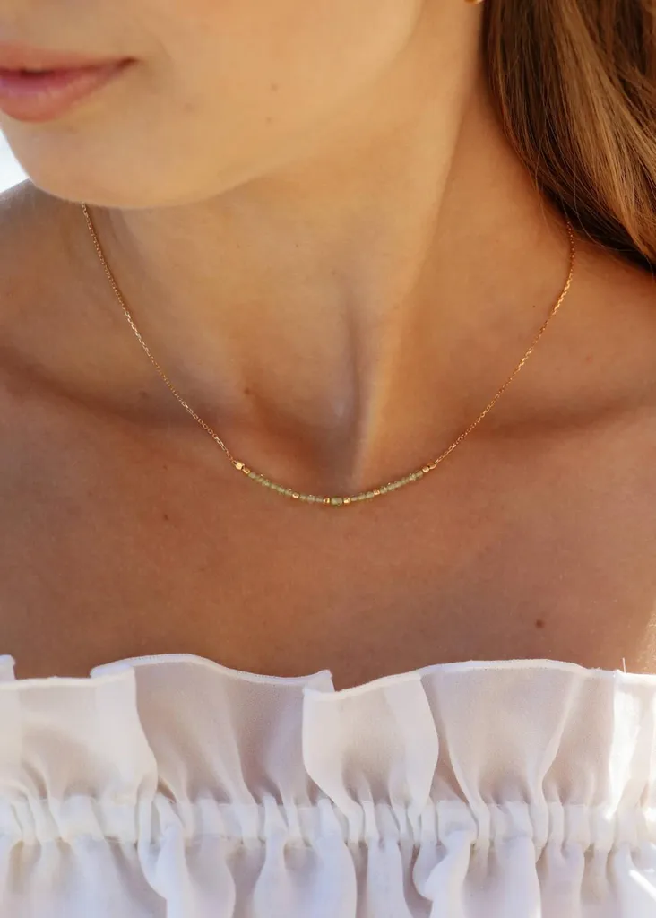 Collier péridot d'août vert olive - Pierre de naissance haute qualité